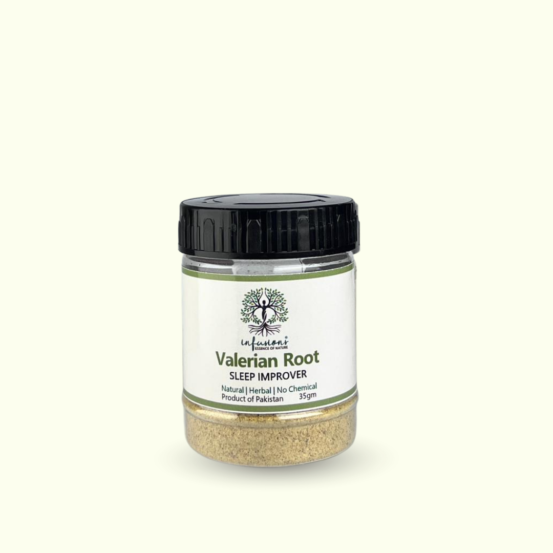 Valerian Root Powder - Natural Sleep & Relaxation Aid pure organic herbal packaging jar - Infusions Pakistan